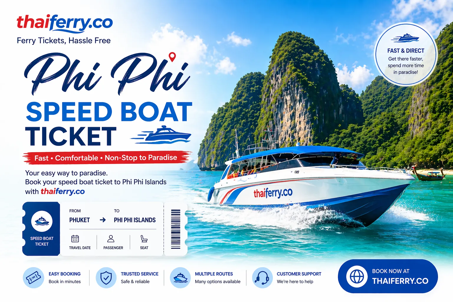 Phi Phi Speedboat Ticket – Fast Transfer from Phuket to Phi Phi